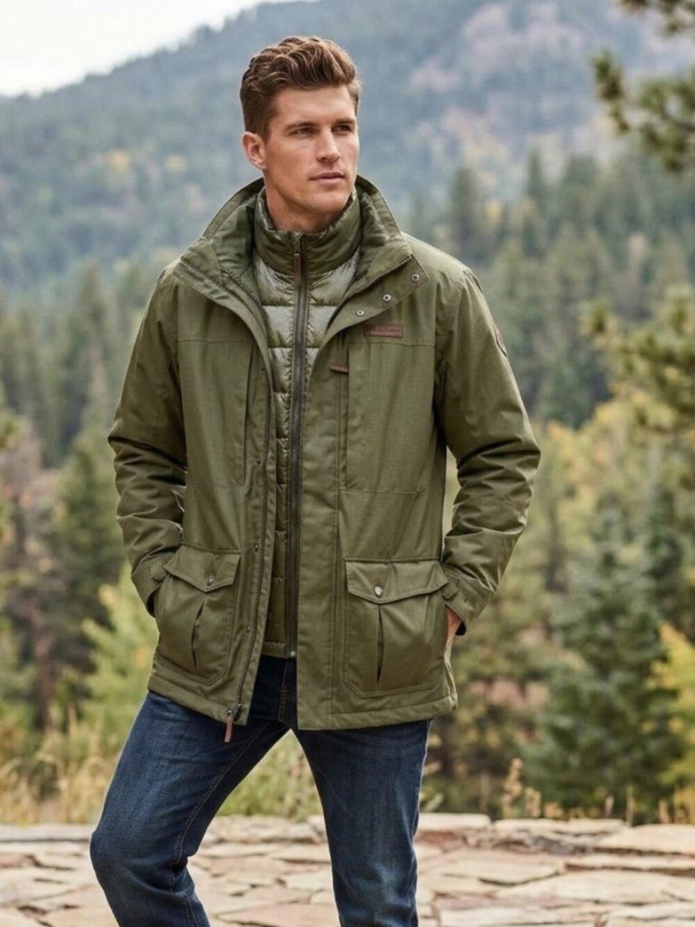 Columbia Omni-Tech Waterproof Omni-Heat 2-in-1 Layering Coat Large Tall